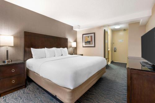 a bedroom with a large bed and a flat screen tv at Best Western Grant Park Hotel in Chicago