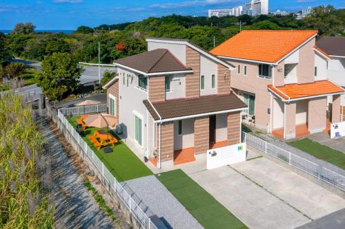 an overhead view of a house at YANBARU Villa 葵扇-KISEN- in Motobu