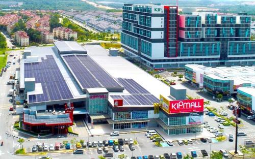 an aerial view of a building with solar panels on it at AL Rico Homestay KLIA SEPANG in Sepang