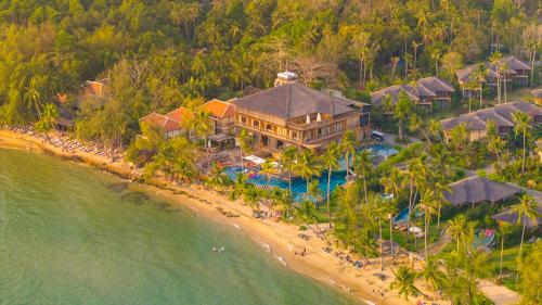 an aerial view of a resort on a beach at Grand Ocean Bay Resort Phu Quoc in Phu Quoc