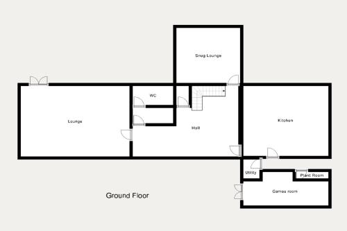 a black and white floor plan of a house at Sandy Hill Farm in Curborough
