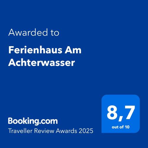 a screenshot of a phone with the text awarded to afernius amath at Ferienhaus Am Achterwasser in Ueckeritz