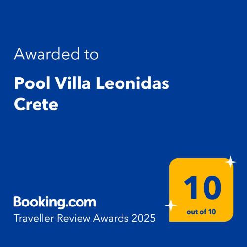 Сертификат, награда, вывеска или другой документ, выставленный в Pool Villa Leonidas Crete