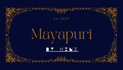 a gold frame with the words navratri on a blue background at Minx Nest in Nilmatha