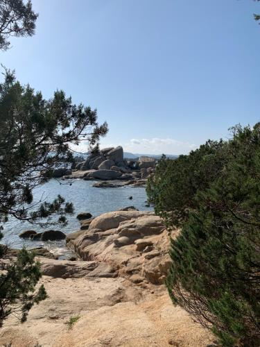 a view of a river with rocks and trees at Villa Libecciu in Sainte-Lucie de Porto-Vecchio