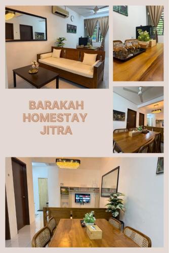 a collage of photos of a living room and dining room at Barakah Homestay Taman Belimbing in Jitra