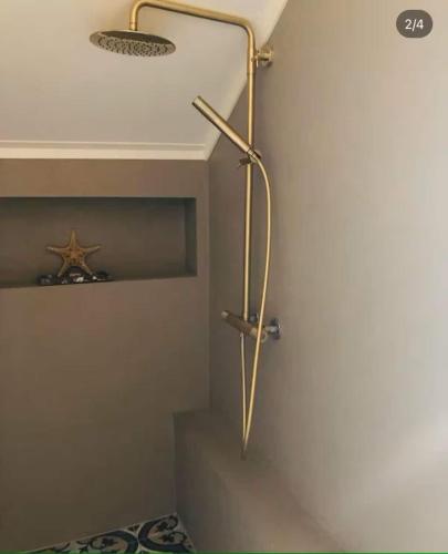a shower in a bathroom with a ceiling at Extravagant villa central & by the sea in Oslo