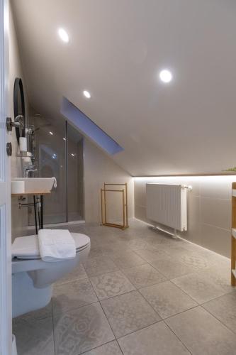 a bathroom with a toilet and a sink at Lumiere House Sibiu in Sibiu