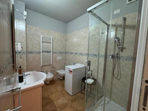 a bathroom with a shower and a sink and a toilet at LPH - Dannunziano Country House in Chieti