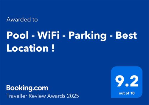 a blue screen with the words pool wrt parking best location at Pool - WiFi - Parking - Best Location ! in Kissimmee