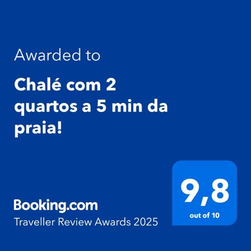 a screenshot of a cell phone with the text awarded to clark qu at Chalé de 2 quartos, com estacionamento, a 5 min da praia! in Passo de Torres