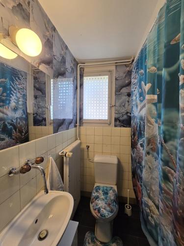 a bathroom with a toilet and a sink at Villa de Maître in Bern in Bern