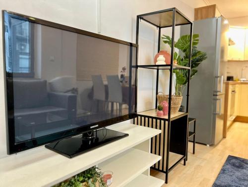 A television and/or entertainment centre at ADM Peaceful Apartment in City Center- Wifi, Coffee, AC