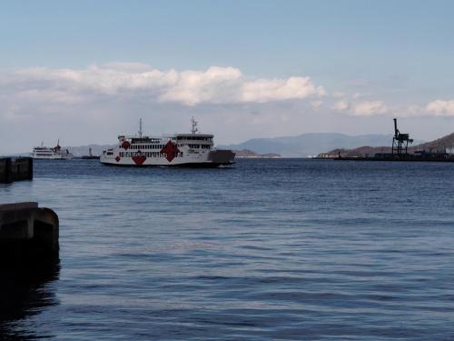 a large boat in a large body of water at 農家民宿河西園 in Takamatsu