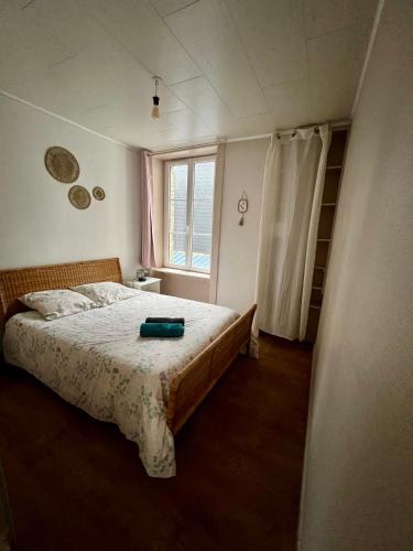 une chambre avec un lit et une fenêtre dans l'établissement Escale en Ville Appart entier T2 centre ville de Cherbourg, à Cherbourg en Cotentin