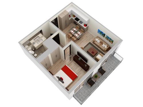 Χώρος καθιστικού στο Splendid apartment for 4 pax partial view of the beach in Hollywood M