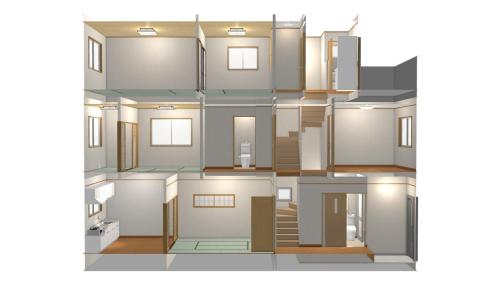 a drawing of a house at 和風庵Wafuna 7min walk to Teradacho Loop Line Station in Osaka