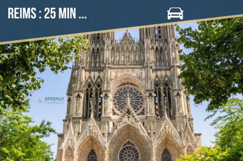 a picture of the cathedral of notre dame at Studio 86 - Climatisation & proche centre-ville- 2 personnes - BnB Epernay in Épernay