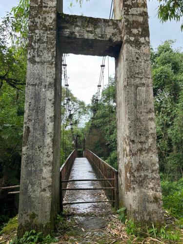 an old bridge over a river in the forest at Taj Guras Kutir Resort & Spa, Gangtok in Gangtok