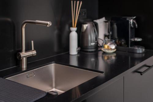 Kuchyň nebo kuchyňský kout v ubytování KOREK Mikulov apartmán