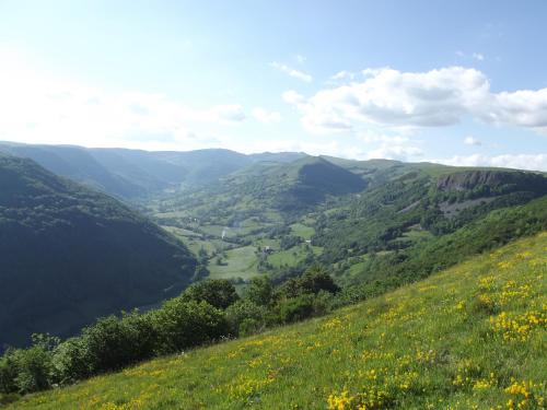 a view of a valley from a mountain at gite au creux de la Vallée in Brezons