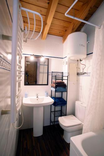 a bathroom with a sink and a toilet at Ca de l'Estall in Estopiñán