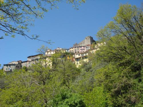 a building on top of a hill with trees at Da Giusè in Trebiano