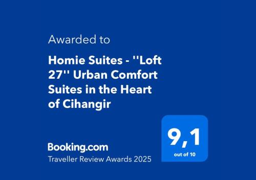 Ein Screenshot eines Telefonbildschirms mit den Wörtern, die Home Online Suites hinterlassen haben in der Unterkunft Homie Suites - ''Loft 27'' Urban Comfort Suites in the Heart of Cihangir in Istanbul