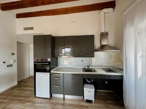 a kitchen with stainless steel appliances and a sink at Mater Ariany in Ariany