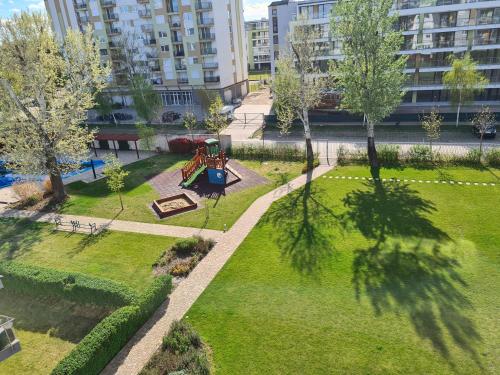 an aerial view of a park with a playground at AF Panorama Lux in Siófok