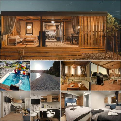 a collage of photos of a house with a pool at Moana in Banjole