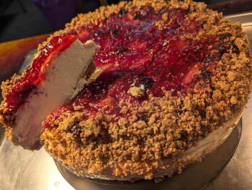 a piece of cake sitting on top of a table at White Swan Inn in Belford
