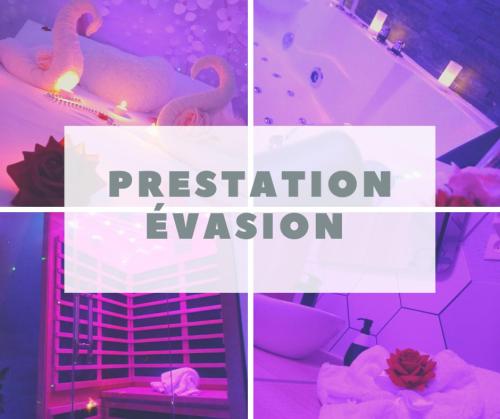 a collage of four pictures of a room with pink lighting at Heaven Loft in Yvetot