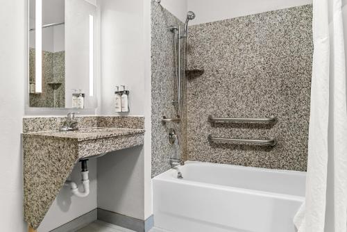 une salle de bain avec une baignoire, un lavabo et une douche dans l'établissement Holiday Inn Express & Suites - Detroit North - Roseville by IHG, à Roseville