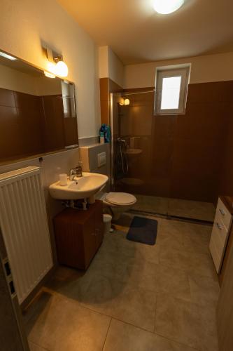 a bathroom with a sink and a toilet at House 8 in Liptovský Mikuláš