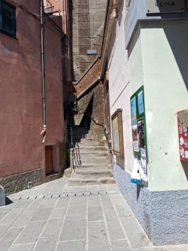 an alley with stairs leading up to a building at Da Isabella in Vernazza
