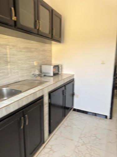 a kitchen with a sink and a counter top at Immeuble Sali-Laye in Diass