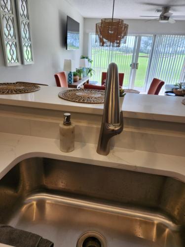 a sink in a kitchen with a counter top at D&T Flamingo Paradise in Haines City
