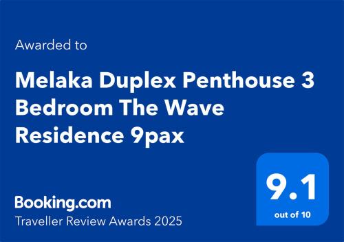 Certifikát, hodnocení, plakát nebo jiný dokument vystavený v ubytování Family Duplex Penthouse 3 Bedroom The Wave Residence 9pax
