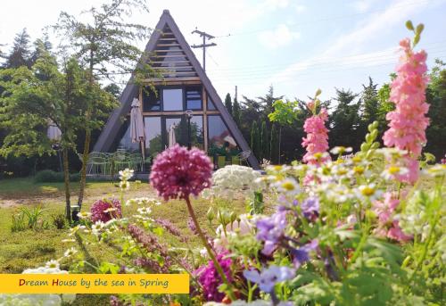 a garden house by the sea in spring at DREAM house by the sea in Epanomi