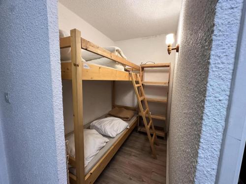 Pokój z 2 łóżkami piętrowymi i drabiną w obiekcie Résidence La Grande Traversee - Charmant studio pied des pistes MAE-4044 w mieście Corrençon-en-Vercors