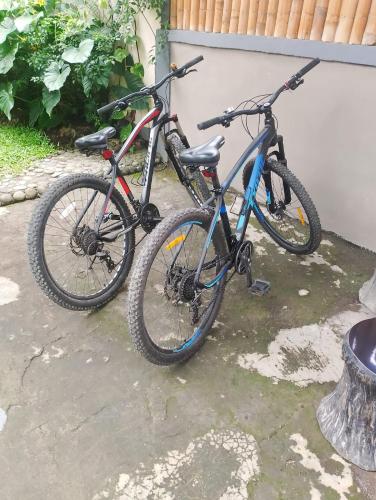 two bikes parked next to each other against a wall at Bali Bakas House II in Banjarangkan