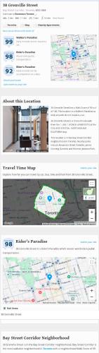 a page of a website with a picture of a map at 44th Floor, Panoramic Views, Bay Corridor Downtown Toronto Condo in Toronto