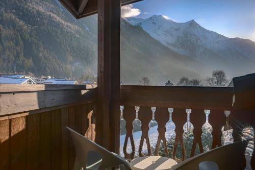 a view from a balcony with a view of a mountain at Lykke Hôtel & Spa Chamonix - ex Mercure in Chamonix-Mont-Blanc