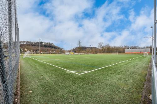 an empty soccer field with a goal at Swissholiday in Woschnau