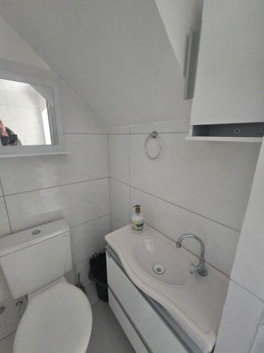 Bilik mandi di Casa rosa - conforto com split, wifi e água quente