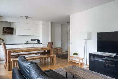 Una televisión o centro de entretenimiento en BASELiving 3,5 Room Apartment - Bahnhof Basel SBB - Self Check-in
