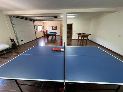 a blue ping pong table in a room with a ping pong ball at Campeã Valley in Campeã