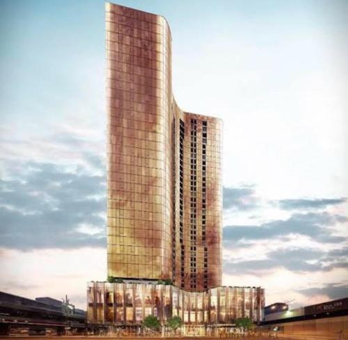 a rendering of a tall building with at Box Hill luxury 29th floor apartment with car park in Box Hill