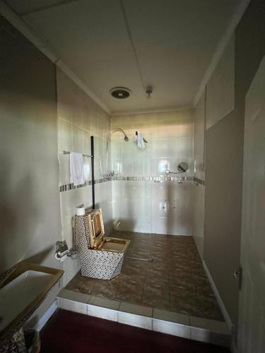 a bathroom with a shower and a sink and a toilet at Zensa Hotel & Spa in East London